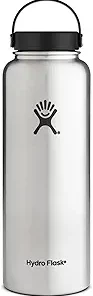 Hydro Flask Water Bottle - Stainless Steel & Vacuum Insulated - Wide Mouth with Leak Proof Flex Cap - 40 oz, Stainless