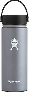 Hydro Flask Water Bottle - Stainless Steel & Vacuum Insulated - Wide Mouth with Leak Proof Flex Cap - 18 oz, Graphite