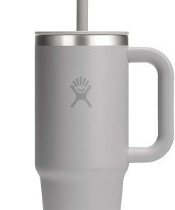 Hydro Flask Travel Tumbler with Handle, Lid and Straw - Insulated Stainless Steel in 24 Oz Tonal Birch