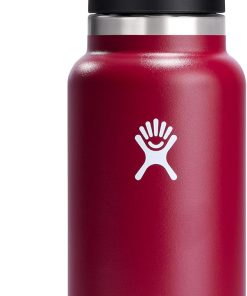 Hydro Flask Water Bottle - Insulated Stainless Steel - Wide Mouth Chug Lid, Non Spill, Leakproof in 32 Oz Berry