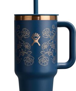 Hydro Flask 32 Oz Travel Tumbler with Handle, Lid and Straw - Insulated Stainless Steel in Western Dark Blue
