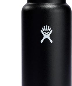 Hydro Flask Water Bottle - Insulated Stainless Steel - Wide Mouth Chug Lid, Non Spill, Leakproof in 40 Oz Black